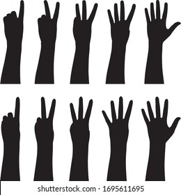 Illustration of hands counting from 1 to 5 isolated on white
