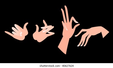Illustration of hands in different positions. Vector.