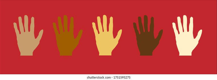 Illustration of hands of different skin color.