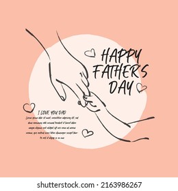 illustration hands father and son outline celebration fathers day