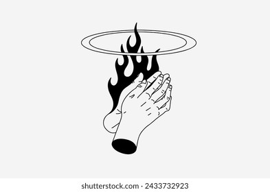 Illustration of hands with flames