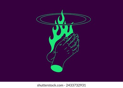 Illustration of hands with flames