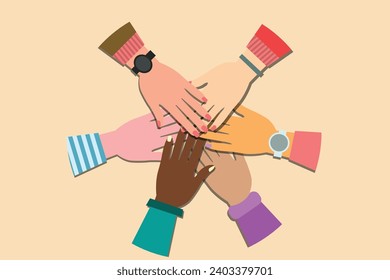 illustration of hands forming a team sign, hands stacked