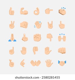 Illustration of hands gesture set 