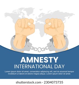 Illustration of hands in handcuffs for Amnesty International Day, 28 May. Vector Illustration