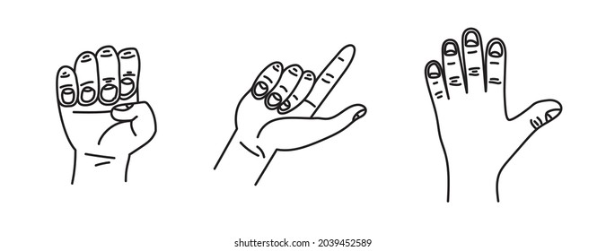Illustration of hands. Hand-drawn illustration with abstract form. Abstract design in a minimalistic style. Vector illustration.