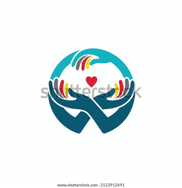 illustration\
of hands helping, charity icon, vector\
art.