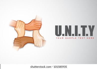 illustration of hands holding each other on motivational unity background