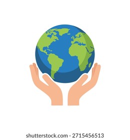Illustration of hands holding a globe representing the Earth