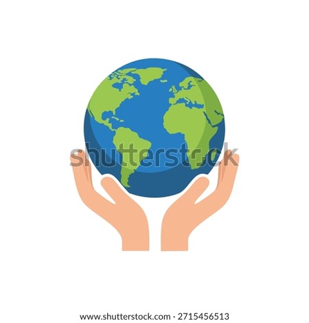 Illustration of hands holding a globe representing the Earth