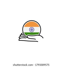 Illustration of hands holding the national flag in a circle. independence day. india. 15th of august.