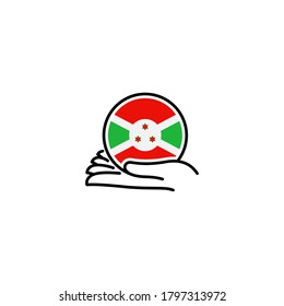 Illustration of hands holding the national flag in a circle. independence day. BURUNDI. 1th of JULY.