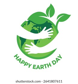 illustration of hands hug planet Earth for world environment design concept poster or banner background
