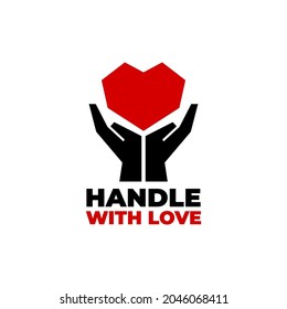 illustration of a hands lifting a love symbol. good for any business related to love, heart or for 'handle with care' sign.