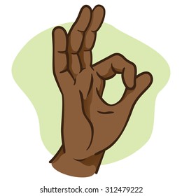 Illustration hands making an okay sign, ethnicity. Ideal for catalogs, informative and institutional material