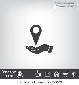 Illustration of  hands protecting or giving a map mark