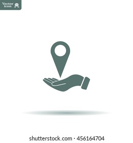 Illustration of with hands protecting or giving a map mark