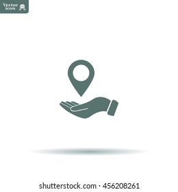 Illustration of with hands protecting or giving a map mark