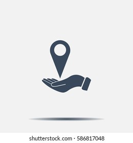 Illustration of hands protecting or giving a map mark