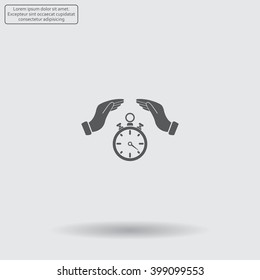 Illustration of hands protecting or giving a timer