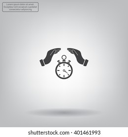 Illustration of  hands protecting or giving a timer