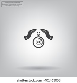 Illustration of hands protecting or giving a timer