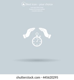 Illustration of hands protecting or giving a timer