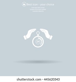 Illustration of hands protecting or giving a timer