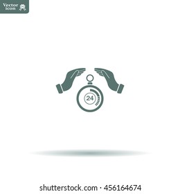 Illustration of with hands protecting or giving a timer



