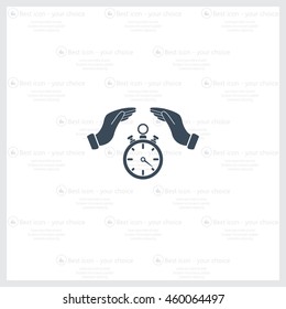 Illustration of with hands protecting or giving a timer
