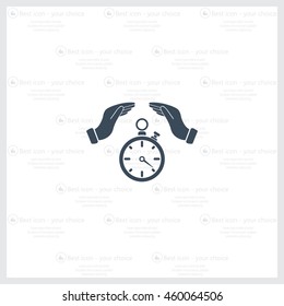 Illustration of with hands protecting or giving a timer
