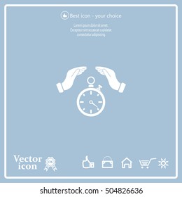 Illustration of hands protecting or giving a timer