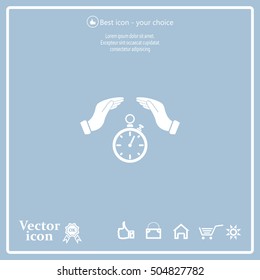 Illustration of hands protecting or giving a timer