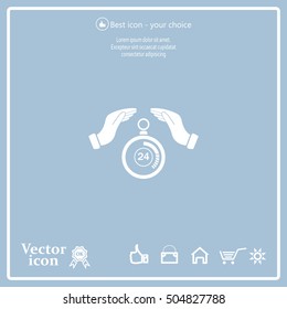 Illustration of hands protecting or giving a timer
