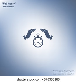 Illustration of hands protecting or giving a timer



