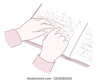 Illustration of hands reading a Braille book, highlighting the importance of accessibility in literacy for everyone