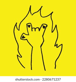 The Illustration of Hands Rock Sketch