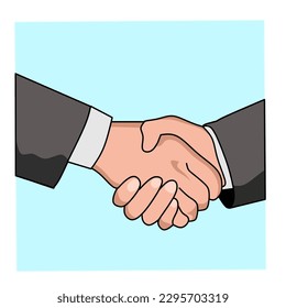 ilustración de manos, manos temblando, haciendo una transacción dándole la mano