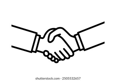 Illustration of hands shaking (line drawing)