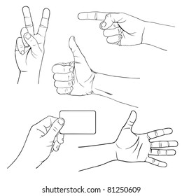 illustration of hands showing different signs