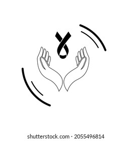 illustration of hands, with sign or symbol