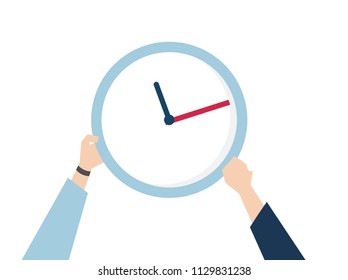 Illustration of hands with time management