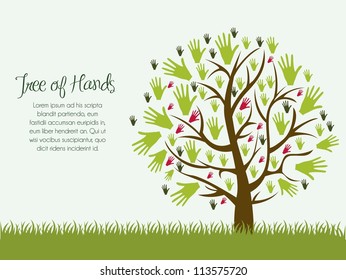 Illustration of an hands tree, help concept, vector illustration
