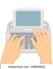 Illustration of Hands Typing On a Stenotype Machine in the Courtroom