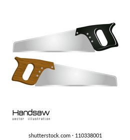 Illustration of handsaws isolated on white background, vector illustration