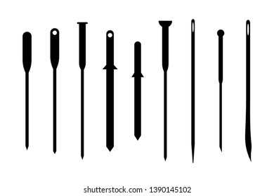 illustration of hand-sewing needles types.