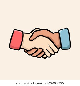Illustration of a handshake hands with different colored skin