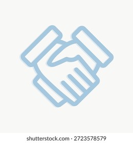 Illustration of a handshake icon. Simple handshake design. Blue handshake symbol. Handshake graphic in a minimalist style. Professional handshaking image. Design element vector.