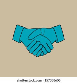 illustration of handshake isolated on beige background, vector illustration