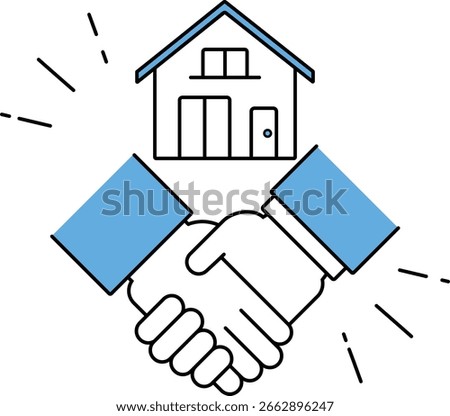 An illustration of a handshake marking the conclusion of a home purchase contract
